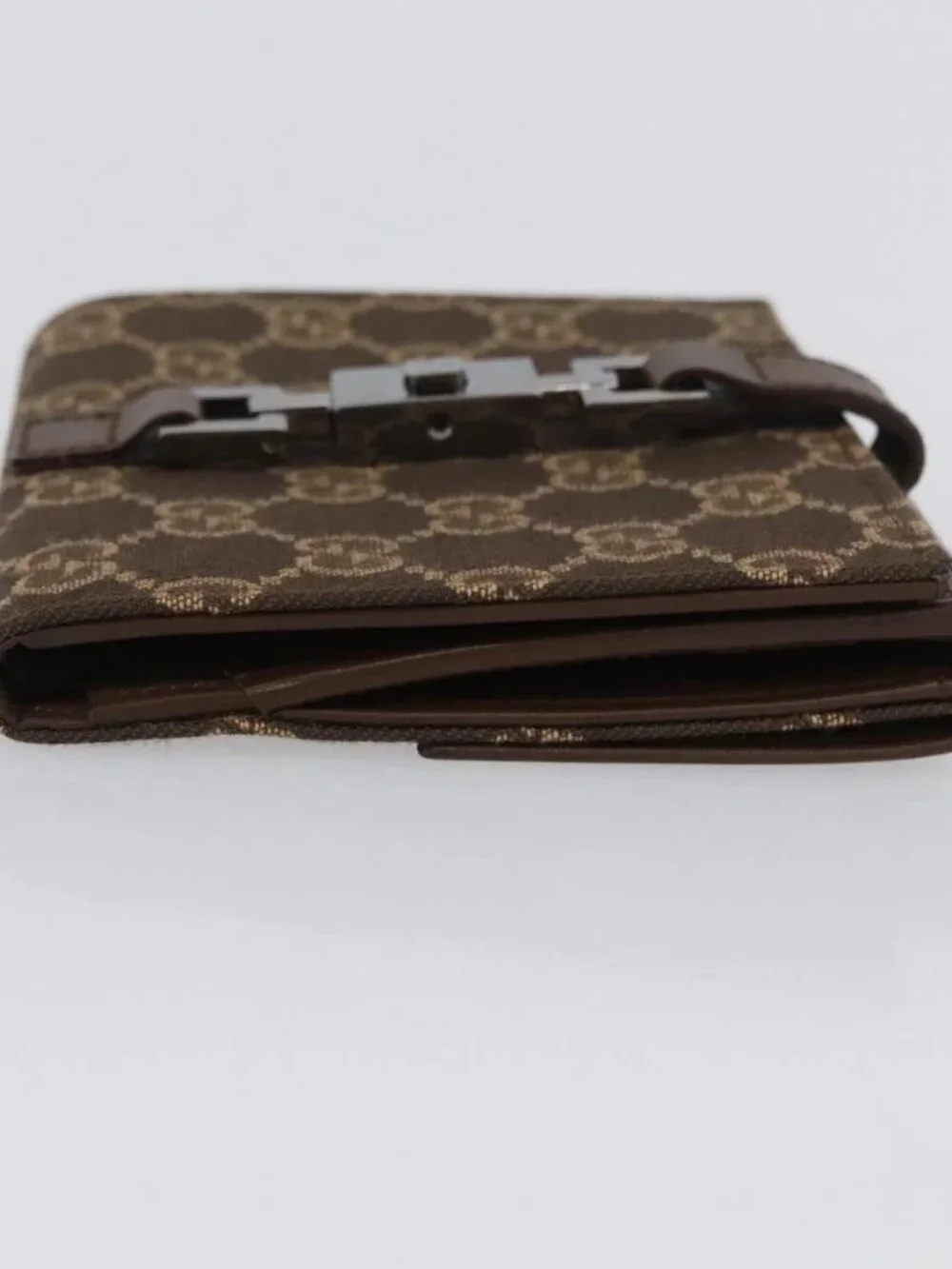 GUCCI GG Canvas Jackie Wallet Brown Silver 035 2773 2131 Auth am10798V